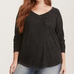Torrid Premium Black Mineral Wash V-Neck Tee
